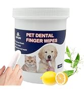 VIPTUVI Dog Dental Wipes – Pet Teeth Cleaning Finger Pads for Dogs & Cats, 50 Count – Remove Plaq...