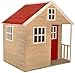 Produktbild Wendi Toys M13R Gartenhaus Kinder Outdoor Nordic Villa mit Volltür, 4 Fenstern & Veranda, 120x155x168 cm, Rot Stelzenhaus Kinder Outdoor aus FSC Holz  Ideal Spielhaus Garten fur 3-7 Jahre