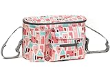 Borsa Contenitore per Manubrio per Passeggino con Portabicchieri Organizer Carrozzina Portatile con Tracolla Regolabile, Borsa Porta Pannolini per Passeggino Universali, Mixed Pink