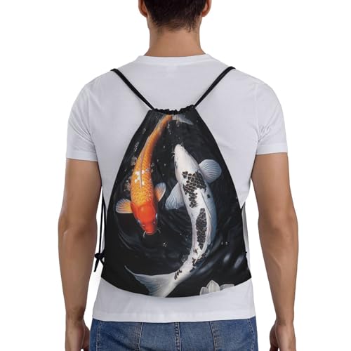 Japanese Koi Fish Pattern Drawstring Backpack Bag - Sports Gym Sack For Women Men2