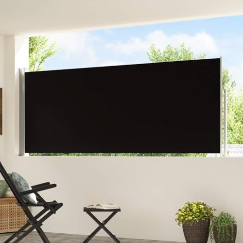Store latéral extensible noir 120x500 brise-vue rétractable résistant au vent