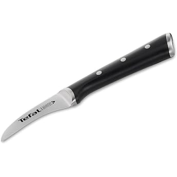 Tefal Ice Force K23212 Round Paring Knife, 7-cm Blade, Corrosion Protection, Hand Guard, Stainless Steel, Black | Handschutz,