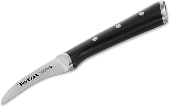 Tefal Ice Force K23212 Round Paring Knife 7-cm Blade Corrosion Protection Hand Guard Stainless Steel Black