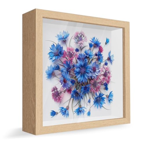 YJSDDNTY Diepe fotolijst om te vullen, 22 x 22 cm, 3D-fotolijst, souvenirs, 3 cm, objectlijst, cadeau voor foto's, collage, bruidsboeket, wandbehang, grijs