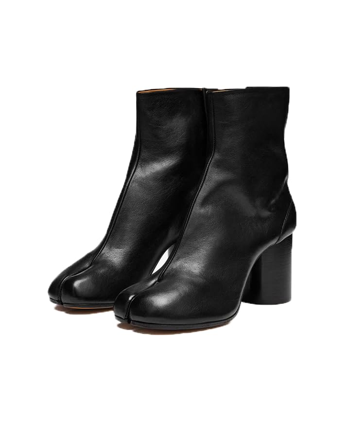 Beauty Cry Womens Tabi Boots Chunky Split Toe Ankle Leather Booties For Party Night Club Daily