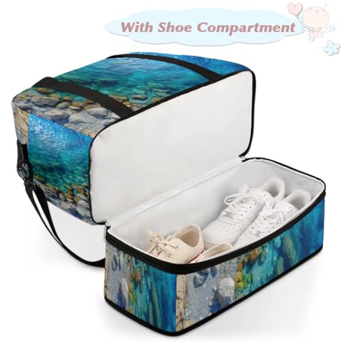 Bolsa de viaje separada y plegable de 47 L con estampado de mar oceánico 4