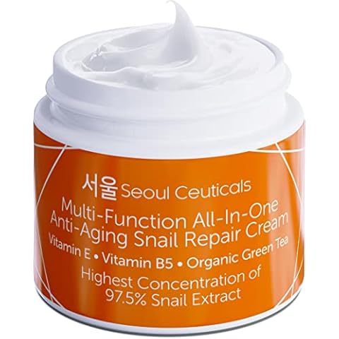 SeoulCeuticals Korean Skin Care 97.5% Snail Mucin Moisturizer Cream - K Beauty Skincare Day & Night Snail Repair Cream Filtrate Cruelty Free 2oz Cover
