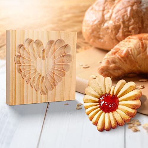 Backform Aus Holz Holzbackform Model Backform Herzform Keksformen, Cookie-Stempel Plätzchen-Ausstecher Holz-Model-Backform Cookie Cutter Für Kekse DIY Lebkuchen Mooncakes Biscuit