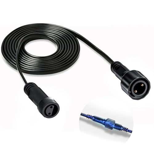 Kawaya Cable alargador de 3 m para exterior, solar, negro, cable de extensión para exterior, resistente al agua, enchufe para exterior
