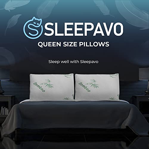 Memory Foam Pillows Queen Size Set of 2 - Cooling Bed Pillows for Sleeping - Back, Stomach, Side Sleeper Firm, Comfy Cool Shredded - 2 Pack, Rayon Derived from Bamboo - Thumbnail 7