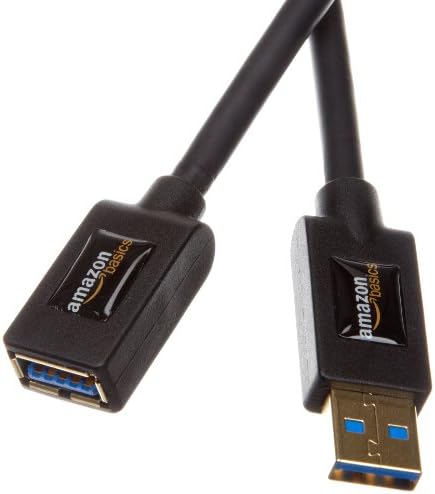 Amazon Basics 2-Pack USB-A 3.0 Extension Cable, 4.8Gbps High-Speed, Male to Female Gold-Plated Connectors, 6 Foot, Black