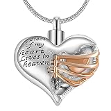 WWQDFRT AZ Un Morceau de Mon Coeur VIT dans Le Ciel Deux Tons cheillet Coeur crémation Memorial Cendres urn Collier Bijoux Pendentif T209 (Metal Color : Blank)