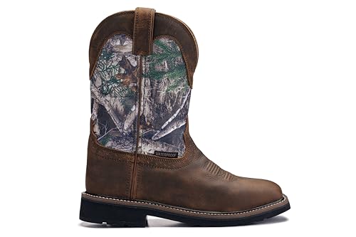 Image of Golden Fox Men's Waterproof 11 inch Square Toe Western Work Boots Soft Toe Pull-On Lightweight Outsole EH Rated Industrial Safety Boots