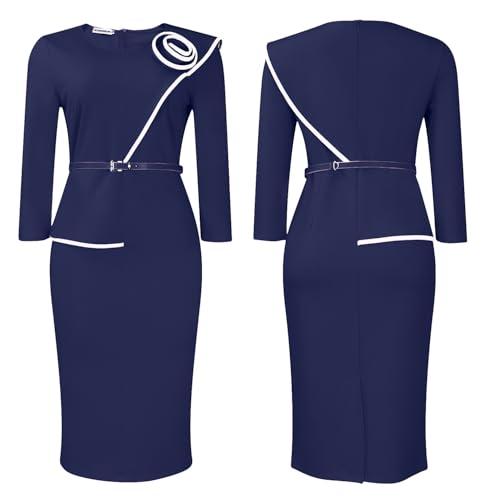 Image of Wear to Work Dress for Women Business Casual Bodycon Midi Dress Elegance Church Outfits