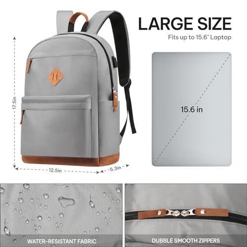 Carry-on Travel Backpack for Men and Women, Large Laptop Backpack with USB Charging Port for Work, Classic College Backpacks, Anti-theft Business Backpack for Daycare Grey4