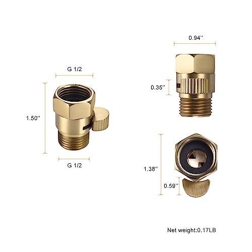 Chuangtim Brushed Nickel Water Flow Control Valve, G1/2" Shower Head Flow Control Valve, Angle Simple Brass Shut Off Valve For Handheld Shower, Water Pressure Regulator Replacement For Shower System #TOP1