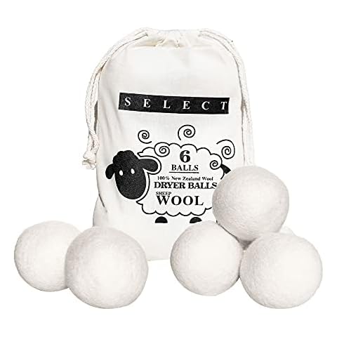 Wool Dryer Balls Goo 6 Pack XL Laundry Balls,New Zealand Wool Natural Organic Fabric,Baby Safe Without Chemical Additives,Clothing Anti Winding,Remove Static Electricity,Reusable, Saves Dry Time. Cover