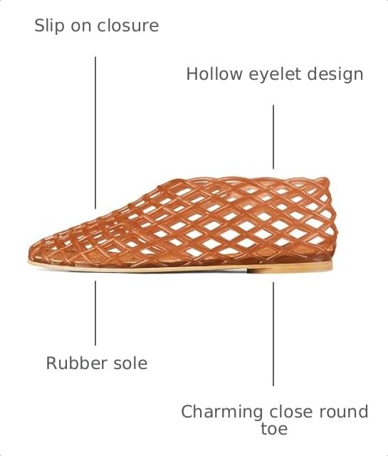 Image of Jelly Mesh Ballet Flats for Women Fishnet PVC Clear Hollow Jellies Sandals Comfortable Beach Ballerina Flats Shoes