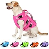 Dogcheer Dog Life Jacket with Double Rescue Handle, Reflective Dog Harness Life Vest for Swimming Boating, Adjustable Pet Swim Vest Dog Flotation Device DFD for Small Medium Large Dogs - Pink M