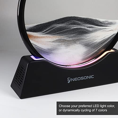 Neosonic Moving Sand Art Liquid Motion Decor with Music, and Ambient Light, Relaxing Tabletop Sandscape Display with Bluetooth Speaker for Home and Office (10 Inch Glass Black Sand) - Thumbnail 3