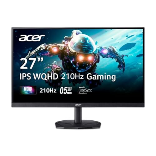 Image of Acer Nitro 27 inch Gaming Monitor | WQHD 2560 x 1440 | IPS | ZeroFrame | AMD FreeSync Premium | Up to 210Hz Refresh Rate | Up to 0.5ms | DCI-P3 90% | 1 x Display Port 1.4 & 2 x HDMI 2.1 | KG271U X2bmiipx