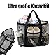 45*39cmSchwarz Netztasche sandspielzeug,Netztasche Strand Sandspielzeug Tasche,Duschtasche Camping Tasche für Atmungsaktive Mit Kompaktem Design,Sandtasche Strandtasche Netz für Strand Spielplatz Park