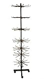 Deluxe Black Tall Seven Level Tier Spinning Store Floor Wire Display Rack W Wheels
