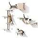 Eukue Kletterwand Katzen, Kletterwand Set 10 -teiliges für Katzen, Groß Katzen Wandelemente mit Kratzbaum, Katzenhaus, Katzenbrücke, Sisal Kratzsäulen für den Innenbereich bis 10 kg