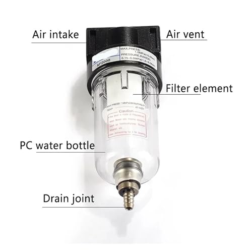 Filtro separador de agua y aceite AF2000 con conectores PC12-02 para compresor 2
