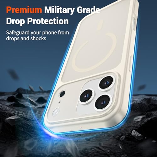 Image of SUPFINE Magnetic for iPhone 17 Pro Case Antique White | (Compatible with MagSafe)(Military Grade Drop Protection)(Camera Protection)Translucent Matte Phone Cover