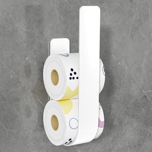 Porta Carta Igienica, Portarotoli Carta Igienica Scorta, Portarotolo Carta Igienica per 3 Rotoli, Portacartaigienica Bagno Adesivo da Parete, Bianca