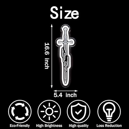 Image of Narsil Neon Sign, USB Powered LED Light for Room Decor | Fantasy Sword Wall Decor for Bedroom, Game Room, Party Decoration and Collectors Gift