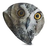 AOOEDM Gorro Holgado con búho de águila de Ojos Amarillos, Gorro de Punto para Hombres y Mujeres, Gorro de Pescador, Gorro de Calavera, Regalo Unisex