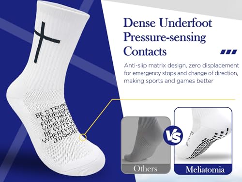 Men Christian Grip Socks for Soccer Sports Daily,Cross Socks with Anti-Slip Design, Ideal for Religious Gifts4