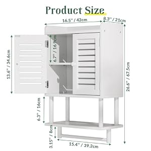 AmazerBath Bathroom Wall Cabinets Bamboo Medicine Cabinets with Towel Bar Hanging Over The Toilet Storage Cabinet with Adjustable Shelves Organizer Cabinet for Small Spaces 83x165x266 Inches
