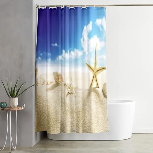 Rideau de douche en tissu polyester bleu et beige de qualité supérieure 120x180 - 3
