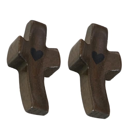 Cruz de madera de nogal negro hecha a mano para oración de bolsillo