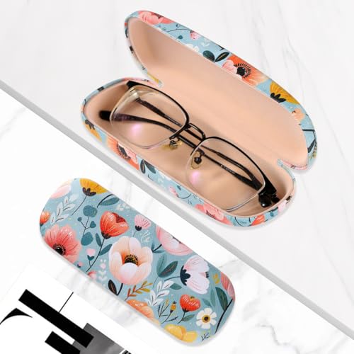 Image of PERFECTSIGHT Hard Shell Eyeglasses Case, PU Leather Protective Glasses Case, Cute Eyeglass Case for Women Men Girls