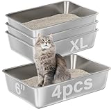 Picture of EGMEHOAD Stainless Steel Litter Box 4 Pack,XL Metal Litter Box for Adult Big Cats,Stainless Steel Cat LitterBox, Cat LitterBox High Sided -Pet Toilet Easy to Clean,Non Stick, No Smell