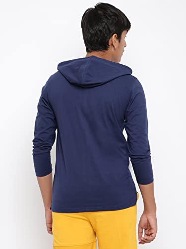 Image of Li'l Tomatoes Boys Regular Fit Printed Hooded Cotton Tshirt Navy