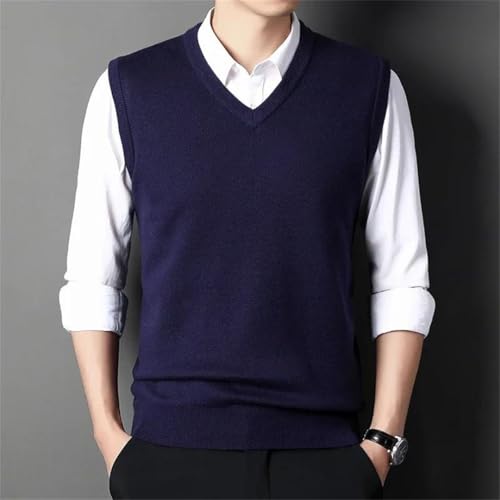 TdvcpmkkMen's V-Neck Sleeveless Thick Knitted Vest Sweater Classic Business Formal Pullover2