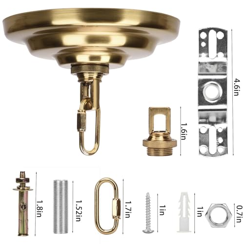 Image of Sangle Soppfy Vingage Canopy Kit and Pendant Light Fixture Chain for Chandelier or Swag Light Fixtures,Maximum Weight of 60 Pounds, 6 feet,Heavy Duty,5 Inches Diameter (Brass)