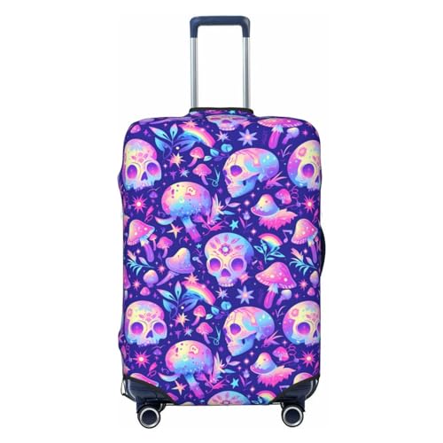 VOSERY Luggage Cover Protector Suitcase Cover - colorful mushroom Skull rainbow High Elasticity Suitcase Covers Protector for Luggage (No Luggage)