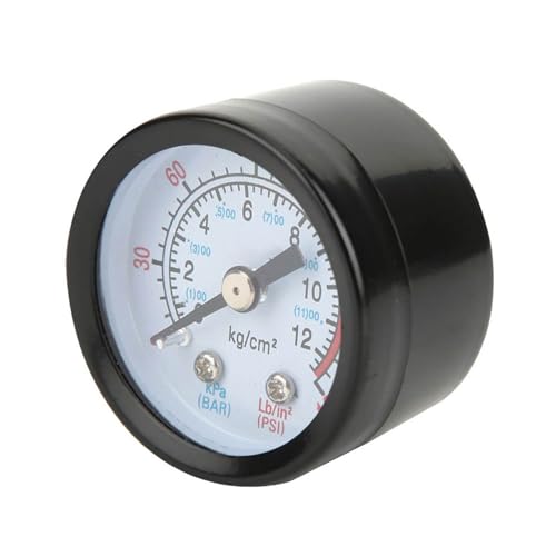 Manomètre compresseur air 42 mm montage inférieur, manomètre pression pneumatique pour compresseur à piston et vis, boîtier fonte noire, affichage clair...