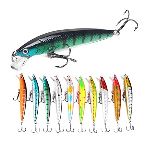 FNAPE Señuelos de Pesca Pack de Pesca Catching/Spinning – Señuelos Duros Flotantes Artificiales – Cebos Lucio/Black Bass/lubina – Pesca pantano y mar – 10 cm y 7 Gramos