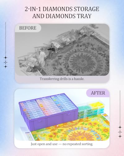 Image of Diamond Art Trays with Lids, 60PCS Diamond Painting Storage, Purple