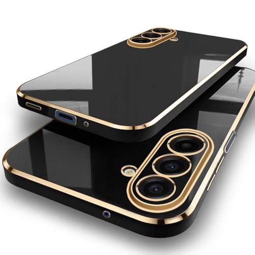 Image of TheGiftKart Luxurious Golden-Plated Back Cover Case for Samsung Galaxy M17 5G / A17 5G / F17 5G | Raised Lips for Camera & Screen Protection | Shockproof Design | Stylish Back Case Cover (TPU, Black)