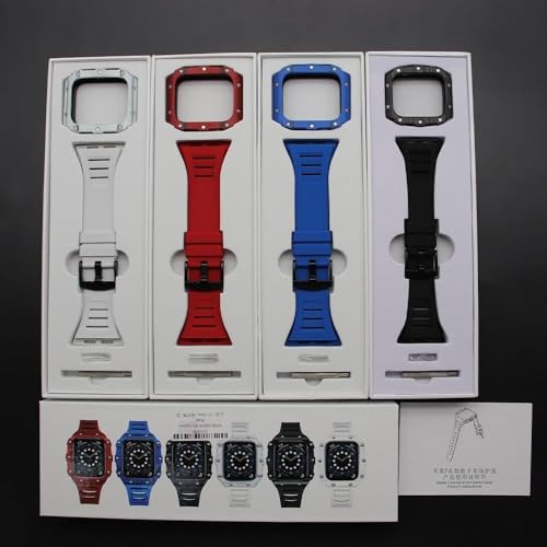 Kit modification iWatch 45mm composants carbone et bracelet caoutchouc flexible - 7