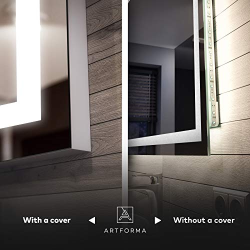 FORAM Modern Bathroom Mirror with LED light and Additional Features - Selection of Switches/Demister Heat Pad/Bluetooth Speaker - Wall Mounted Illuminated Mirror - Lighting Warm/Cold White L02