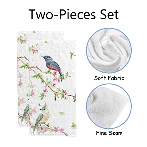 Spring Birds On Flowering Branch Fingertip Face Bath Towels, Soft Absorbent Thin Guest Hand Towels, 2 Pack Spring Flowers Decorative Dish Towels For Kitchen Bathroom Hotel Gym, 30X15 Inch #TOP1